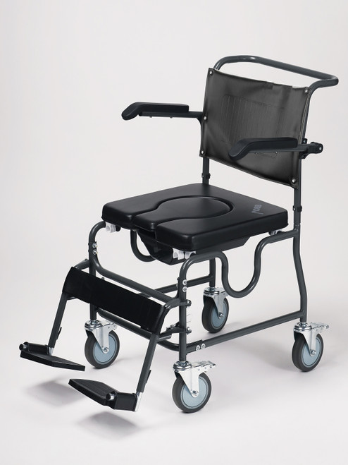 MOBB Padded Steel Commode Chair with Wheels II: MHSCMW-3 MOBB Padded Steel Commode Chair with Wheels II: MHSCMW-3