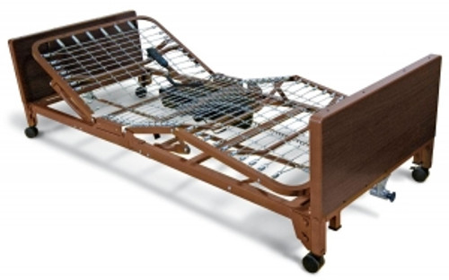 Designed for convenience for both patients and caregivers, including 4 smooth-rolling casters (2 locking, 2 nonlocking) for easy transport and an advanced remote with large buttons for patients
Headspring supports recessed to resist pinching and injuries; foot assembly recessed to reduce chance of pinching
DC motor box snaps off quickly for easy delivery, setup, and routine maintenance; 9V battery backup for moving to the lowest position during power failures
Mattress, side rails, and batteries not included
Beds have a limited lifetime warranty on the frame and welds, and a 2-year warranty on mechanical parts and electronics Designed for convenience for both patients and caregivers, including 4 smooth-rolling casters (2 locking, 2 nonlocking) for easy transport and an advanced remote with large buttons for patients
Headspring supports recessed to resist pinching and injuries; foot assembly recessed to reduce chance of pinching
DC motor box snaps off quickly for easy delivery, setup, and routine maintenance; 9V battery backup for moving to the lowest position during power failures
Mattress, side rails, and batteries not included
Beds have a limited lifetime warranty on the frame and welds, and a 2-year warranty on mechanical parts and electronics