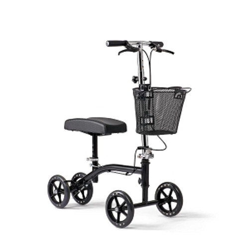 Height adjustable for patients recovering from a lower leg injury
Sleek new frame with dual handbrakes for superb stopping control
Can be used on left or right leg
Convenient basket for storage