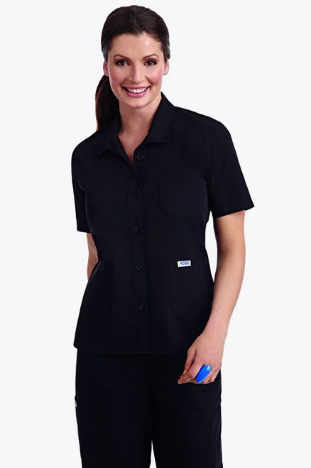 MOBB Button Front Ladies Work Top Navy XLarge