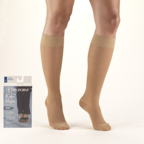 PR/1 TRUFORM LADIES' LITES 15-20MMHG SHEER KNEE-HIGH CLOSED-TOE COMPRESSION STOCKING L (12 1/2 - 18") LIGHT BEIGE