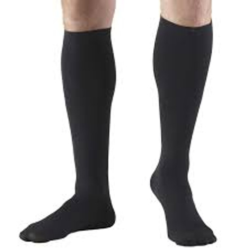PR/1 TRUFORM MEN'S 8-15MMHG DRESS-STYLE KNEE-HIGH LARGE (10 1/2 - 12 SHOE) BLACK COMPRESSION SOCK LATEX-FREE