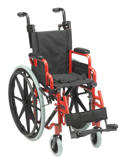 EA/1 WALLABY PEDIATRIC WHEELCHAIR RED 12" x 12" SEAT 22" REAR & 6" WHEELS FLIP-BACK PADDED DESK ARMS PELVIC BELT SWING-AWAY FOOTRESTS & CALF STRAP PUSH-LOCK WHEELS (150lbs) EA/1 WALLABY PEDIATRIC WHEELCHAIR RED 12" x 12" SEAT 22" REAR & 6" WHEELS FLIP-BACK PADDED DESK ARMS PELVIC BELT SWING-AWAY FOOTRESTS & CALF STRAP PUSH-LOCK WHEELS (150lbs)