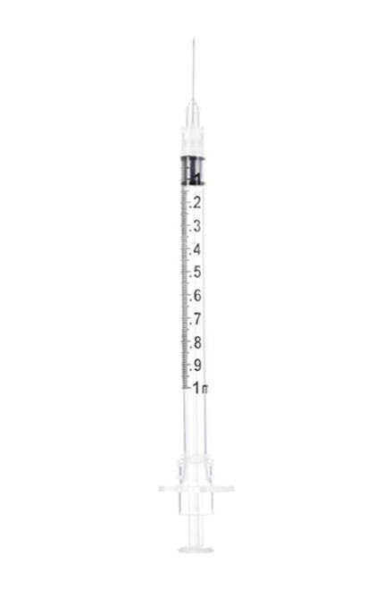 BX/100 - SOL-CARE 1ml TB Safety Syringe w/Fixed Needle 25G*5/8 BX/100 - SOL-CARE 1ml TB Safety Syringe w/Fixed Needle 25G*5/8