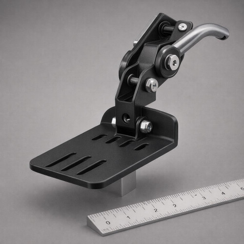 Trotter Angle Adjustable Footplates, Small (pair) — TR‑A7100S — Mounting and underside detail (technical fit view)