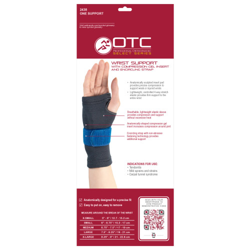 2438- EA/1 OTC Elastic Wrist Support w/ Compression Gel Insert, Left Side, Large (7.5-8.25")