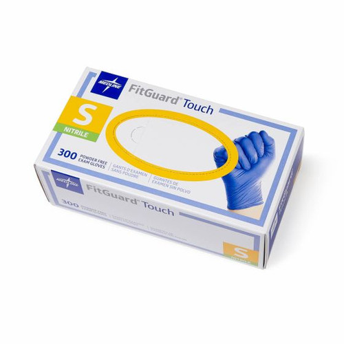 Medline - MDL FG3001 - BX/300 FITGUARD TOUCH NITRILE EXAM GLOVE SMALL 9 1/2"L BEADED-CUFF TEXTURED TIPS 3.1mil THICK BLUE