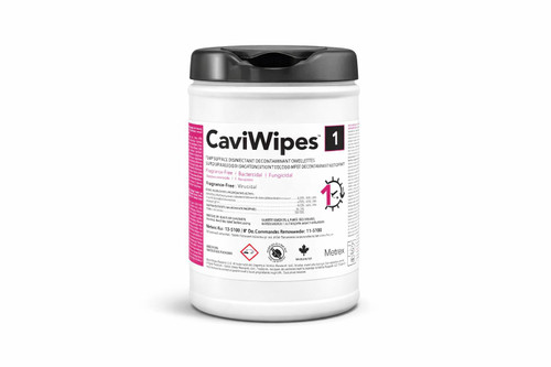 CaviWipes1 Surface Disinfectant Wipes — 160 wipes/canister (6" x 6.75") — Case of 12 — Three‑quarter hero (single canister)