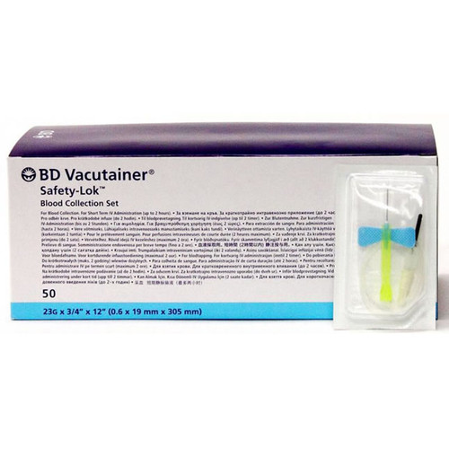 CS/4 BX Safety-Lock™ Vacutainer® Blood Collection and Infusion Set, 23GA OD 0.75" Needle - CASE