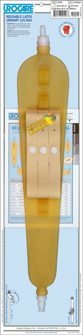 Urocare - URO 9526 - EA/1 REUSABLE LATEX URINARY LEG BAG,WITH ODOR BARRIER LONG SLIM 26OZ (800ml)