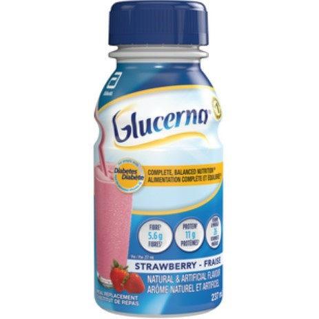 CA/24 GLUCERNA NUTRITIONAL SHAKE 237ML STRAWBERRY CARBSTEADY W/ FIBRE 27 VITAMINS & MINERALS LACTOSE