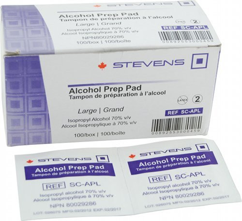Stevens SC-APL PREP ALCOHOL LARGE STEVENS 70% ALCOHOL BX/100 P290 Stevens SC-APL PREP ALCOHOL LARGE STEVENS 70% ALCOHOL BX/100 P290