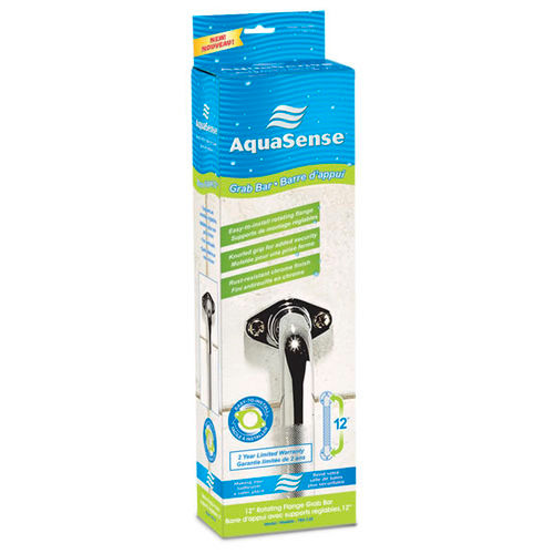 Buy Online Grab Bar AquaSense Knurled Chrome rotating flange 12 in