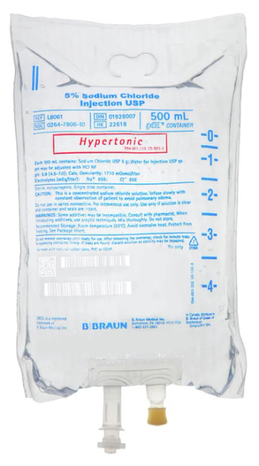 Hypertonic Injection 5% Sodium Chloride Injection USP, Hypertonic, Adult/Pediatric, 500mL ...