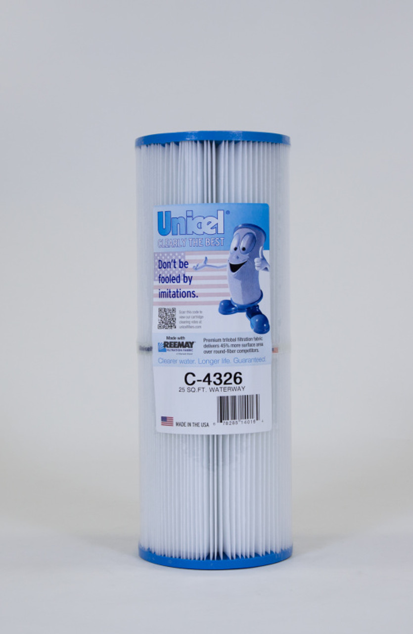 Replacement Filter Cartridge for Dynamic Series I RDC-25, I RDC-25S, Dynamic Series II & II RTL/RCF-25, Dynamic Series IV-DFM, DFML,  Waterway 25 In-Line, Custom Molded Products - Replaces: Unicel: C-4326 - Filbur: FC-2375 - Pleatco: PRB25-IN