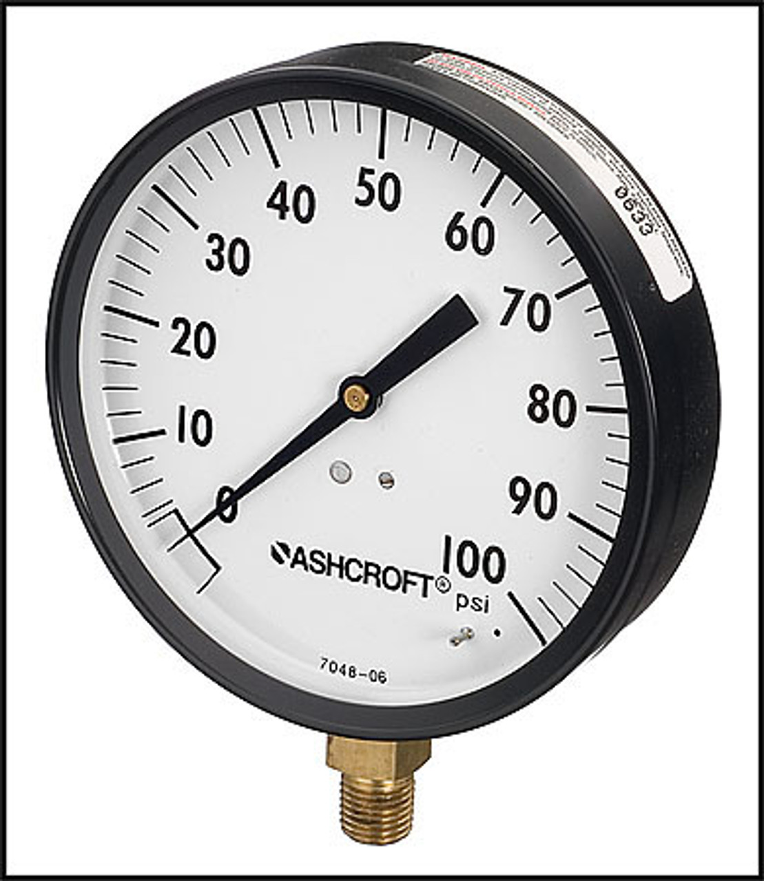 4 1/2" Pressure Gauge 1/4" Bottom Mount 0-100 PSI (Steel Case)