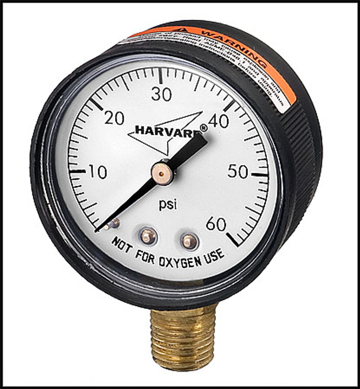 Pressure Gauge 1/4" MPT bottom connector - Plastic casing - Harvard Brand