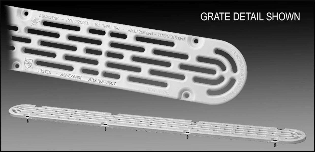 AQUASTAR 32" FLAT GRATE ONLY WHITE