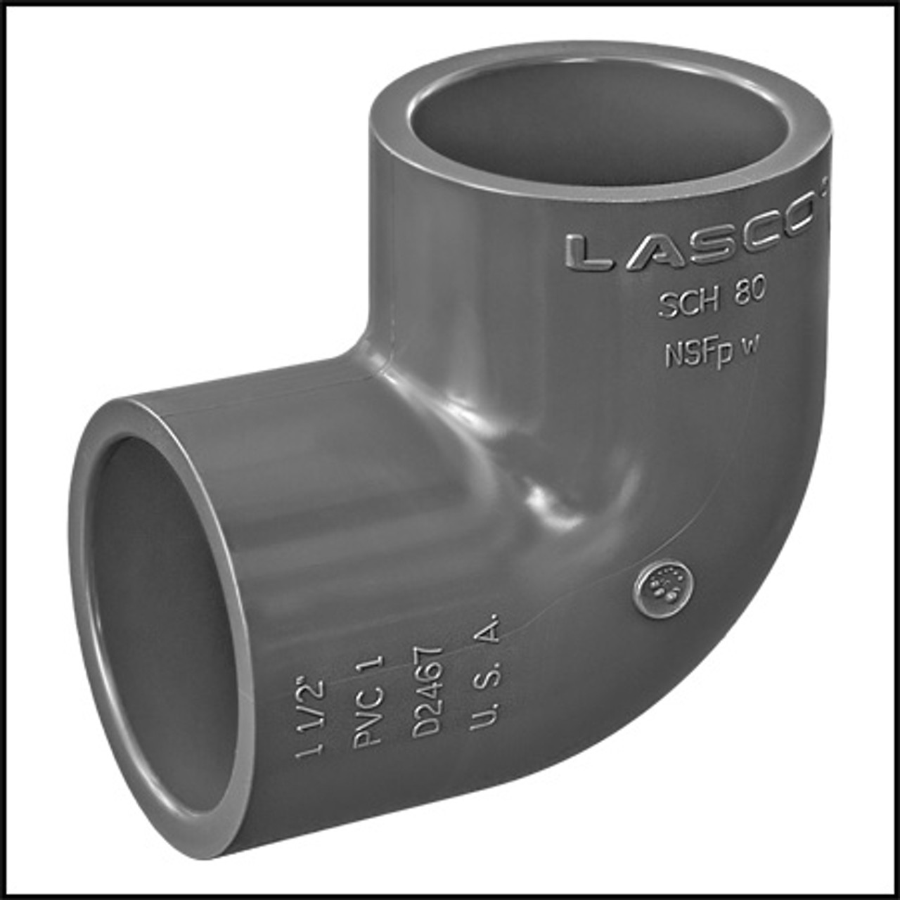 LASCO PVC #806-015 - ELBOW 90 DEGREES SCH 80 1-1/2" SLIP