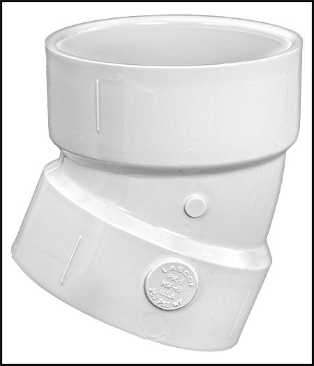 Lasco 4" X 4" 22 1/2 Degree Elbow PVC Slip X Slip (465040)