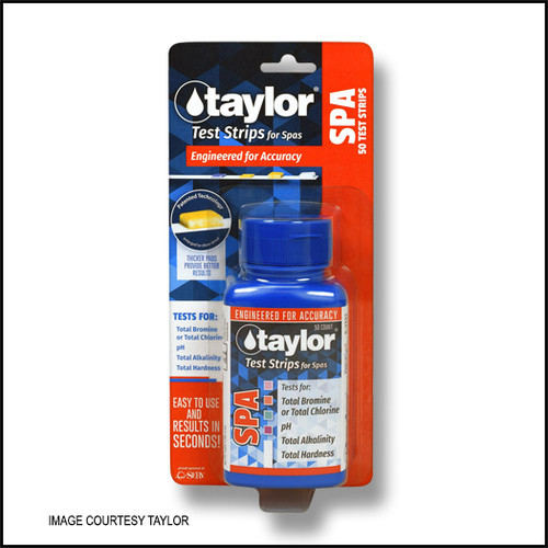 Taylor 5-Way Test Strips for Spas - Total Bromine or Total Chlorine, pH, Total Alkalinity and Total Hardness