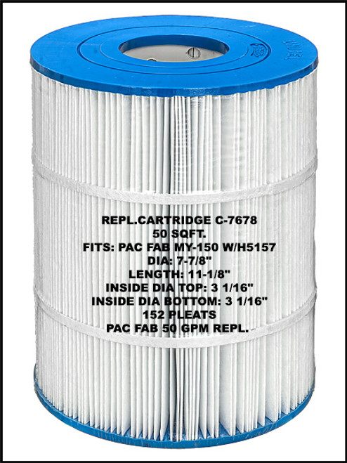 Replacement Filter Cartridge for Pentair / Pac Fab Mytilus FMY 50 - Replaces: Unicel: C-7678 - Filbur: FC-1920 - Pleatco: PFAB50