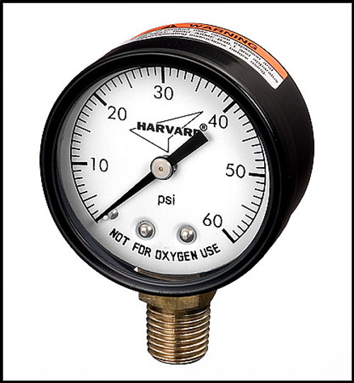 Pressure Gauge 1/4" bottom mpt connector - Metal casing - Harvard Brand