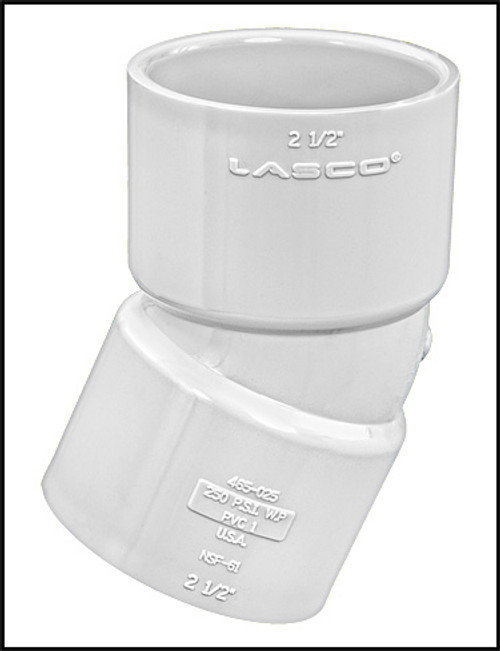 Lasco 2 1/2" X 2 1/2" 22 1/2 Degree Elbow PVC Slip X Slip (#465-025)