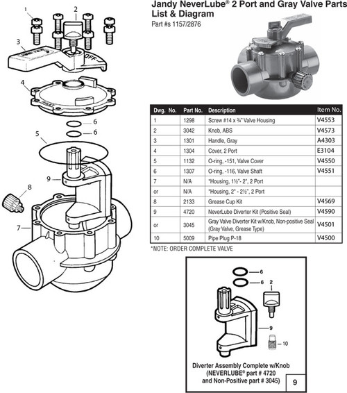 Jandy 1-1/2" To 2" 2-Way Valve (#1157)