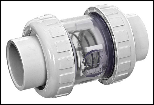 Praher 1-1/2" Double Union 2lb. Teflon Spring Check Valve (#152-CVC-200CR)