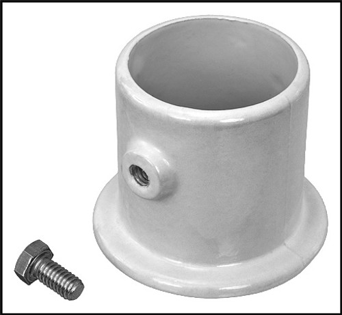 WHITE ALUMINUM DECK FLANGE 1.9" O.D. RAIL - CENTER HOLE,PF-2119-L