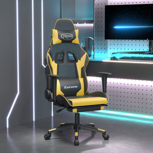 Gaming Chair Black and Gold Faux leather, metal, plywood, foam A949-345459