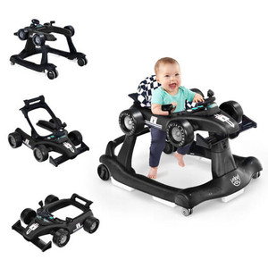 4-in-1 Foldable Activity Push Walker with Adjustable Height-Black - Color: Black D681-BC10021BK