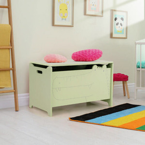 Wooden Kids Toy Box with Safety Hinge-Green B593-TP10079