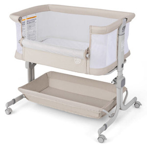 Baby Bassinet Bedside Sleeper with 6-Level Adjustable Height-Beige B593-BC10189