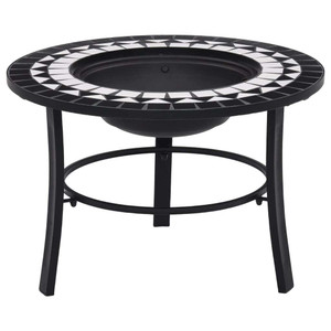  Mosaic Fire Pit Black and White 26.8" Ceramic A949-46721