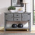 Solid Wood Farmhouse Sofa Table Sideboard Cabinet with Storage Drawers in Grey Q280-GRSWFC253741859