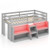 Twin Size Loft Bed with LED Lights with Staircase and Safety Guardrail-Gray - Color: Gray - Size: T D681-HU10769GR