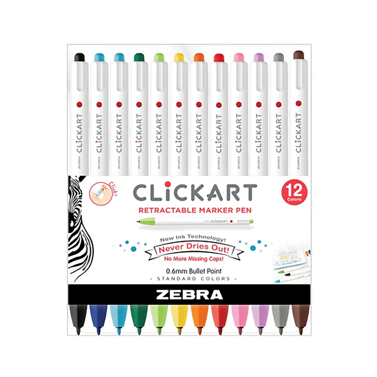 Zebra Clickart Water-Based Pen 12 Color Set (Light)