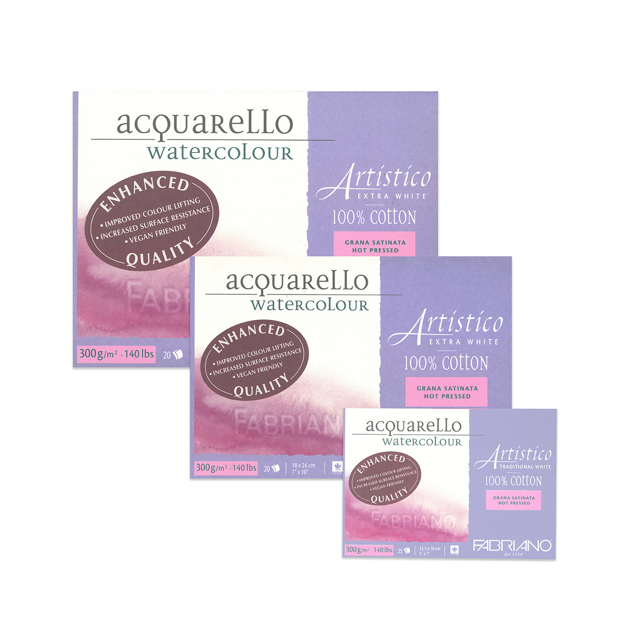 Fabriano Artistico Extra-White Watercolor Block, 140lb Hot Press