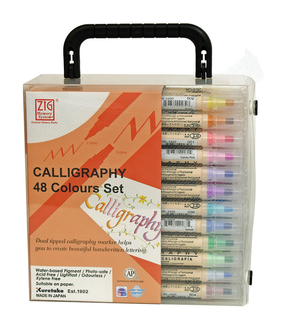 シモンズグランドセール Calligraphy System Memory Zig Marker, Case with 48 of Set 筆記具
