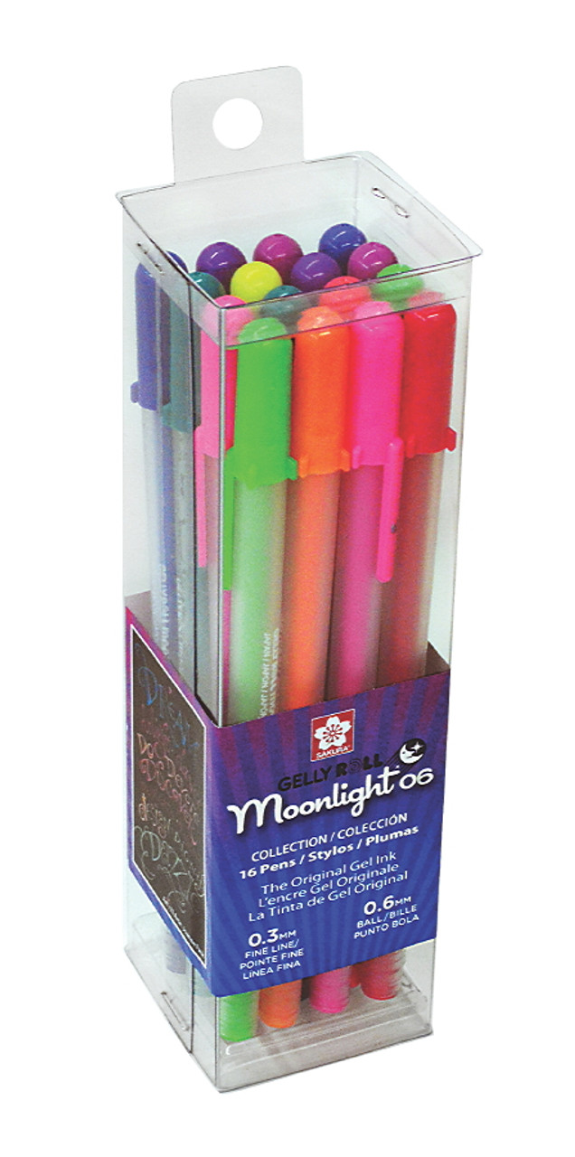 Gelly Roll Moonlight Gel Pens, Opaque Gel Pens, Archival and Black-light  Glow Set of 7 Fine Point, Black Paper Pens, Sakura Moonlight Pens 