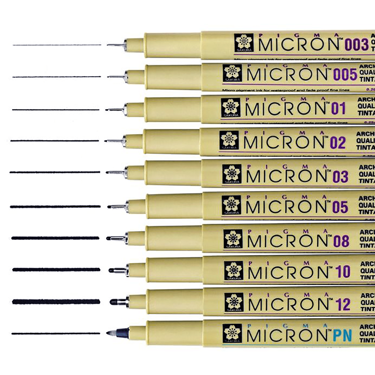 Door Verantwoordelijk persoon Acht Sakura Pigma Micron, Set of 10 Tip Sampler