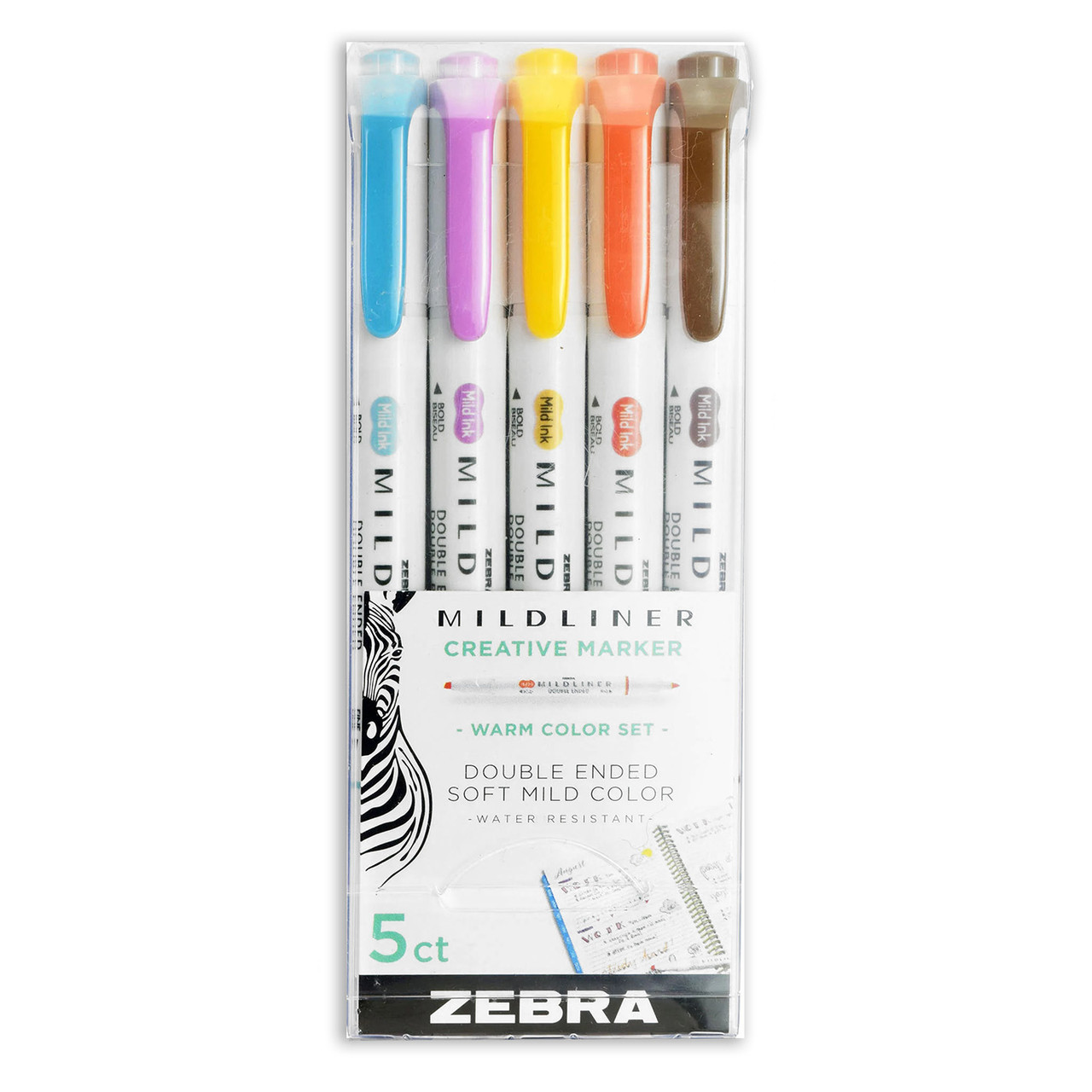 Zebra Mildliner Double-Sided Highlighter - Warm Set (5 Colours)