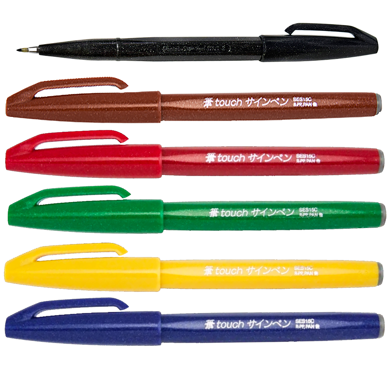 Pentel Fude Touch Sign Pen Fine 12 Colors Brush Pen Set ‎SES15C-12 NEW