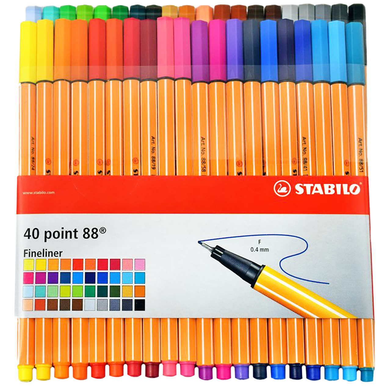 STABILO Point 88 Fineliner Pens, 0.4 mm - 30-Color Set