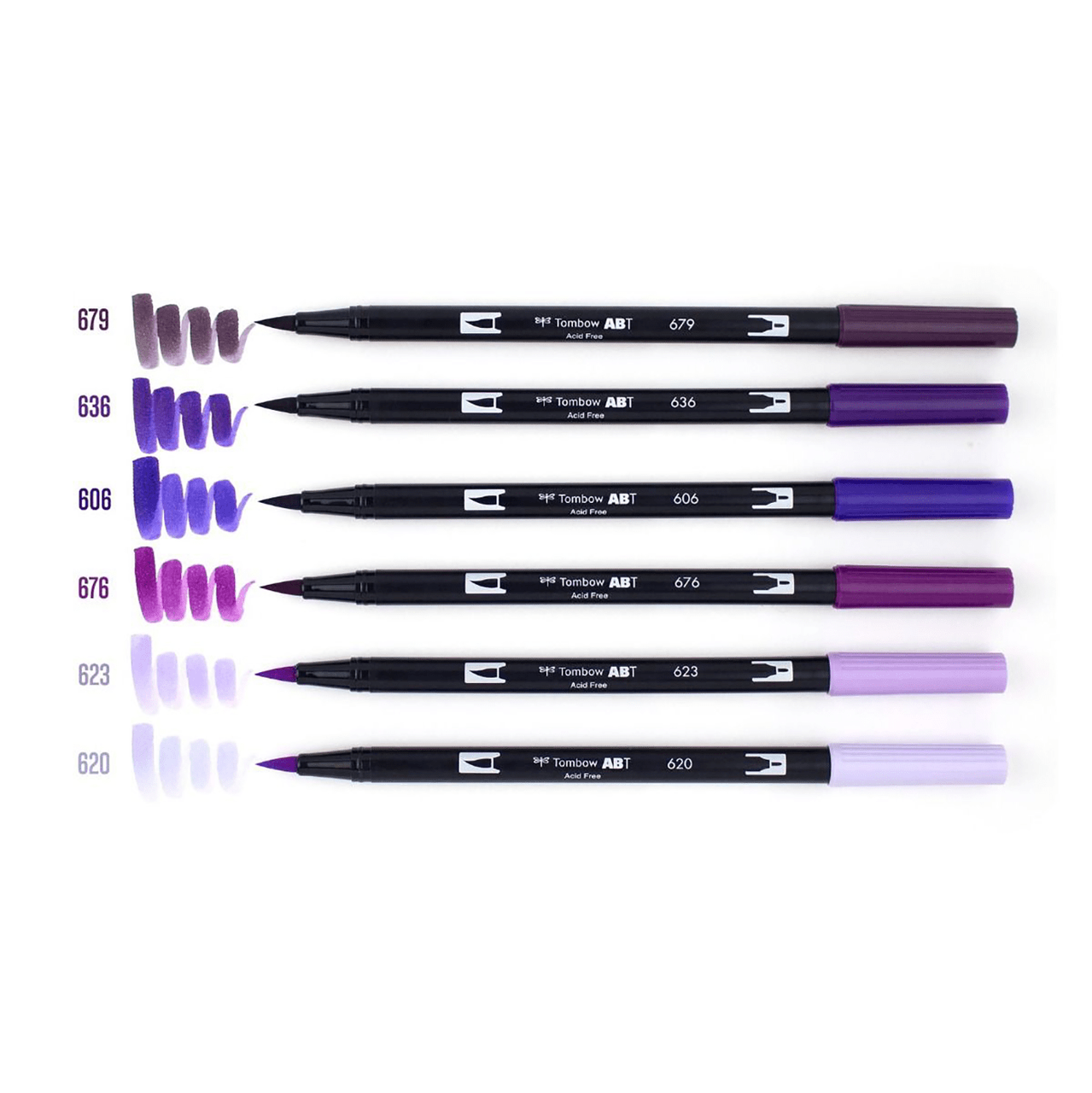 Tombow Dual Brush Pen Set of 6, Purple Blendables