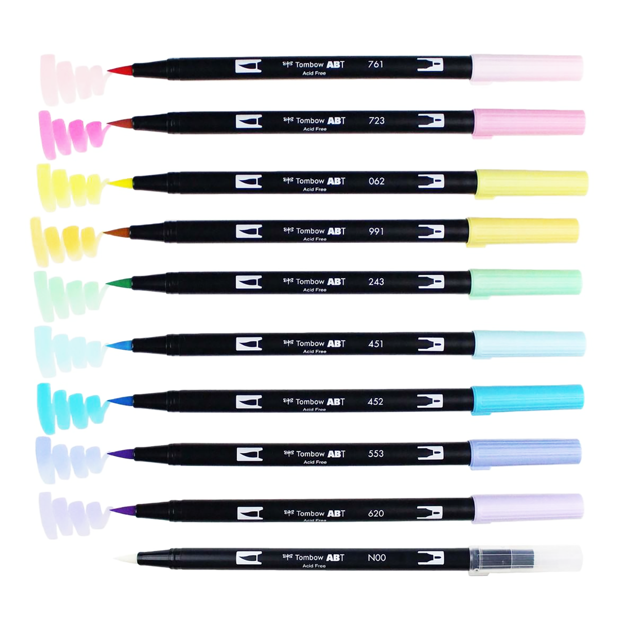 Dual Tip Brush Marker - set of 10 - Pastel Colors by King Art