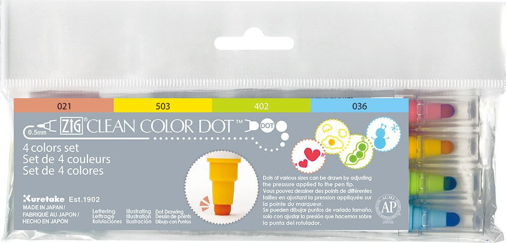 Zig Clean Color DOT Marker, Set of 4