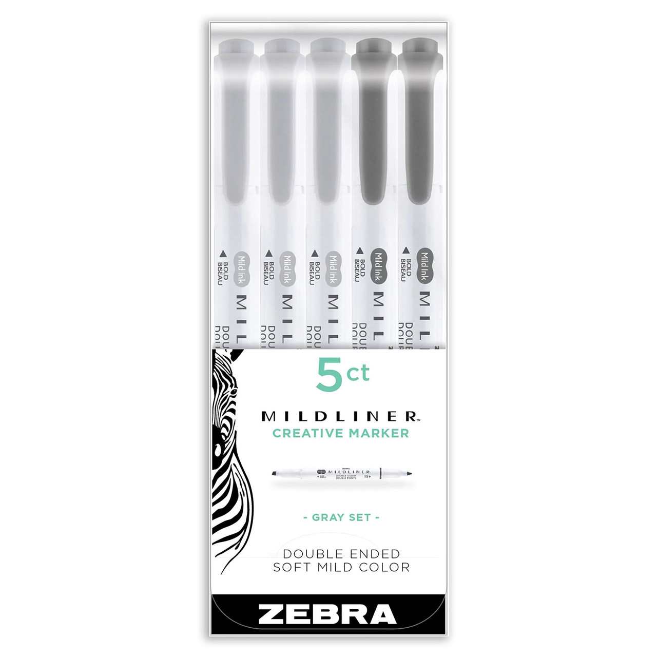 Zebra Mildliner Double-Ended Highlighter 5-Pack - Refresh Mild Set